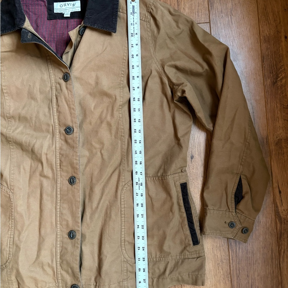 Womens Orvis Tan Canvas Field Chore Coat Jacket with Brown Corduroy Trim Size XL - Picture 12 of 12